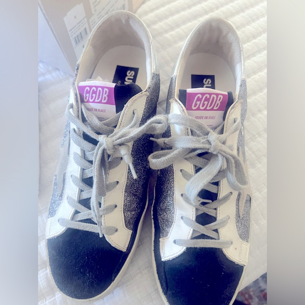 Golden Goose dark navy & glitter silver size 40